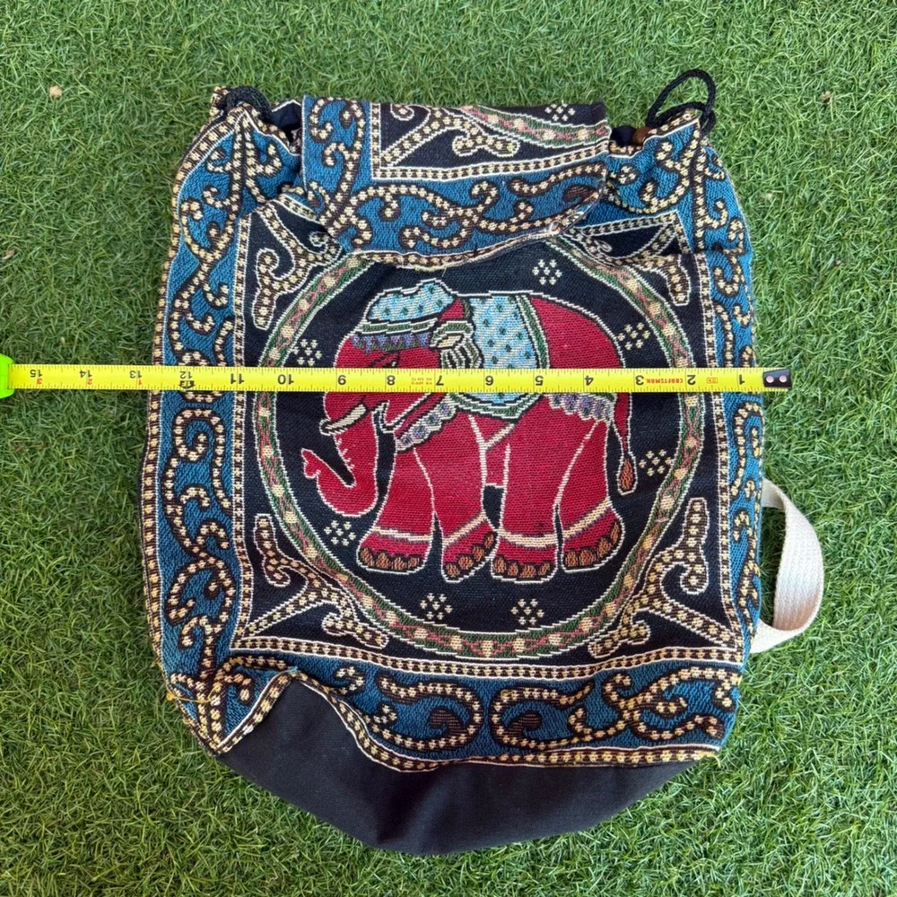 Boho‎ Elephant Indian Tapestry Backpack Woven Drawstring Bag